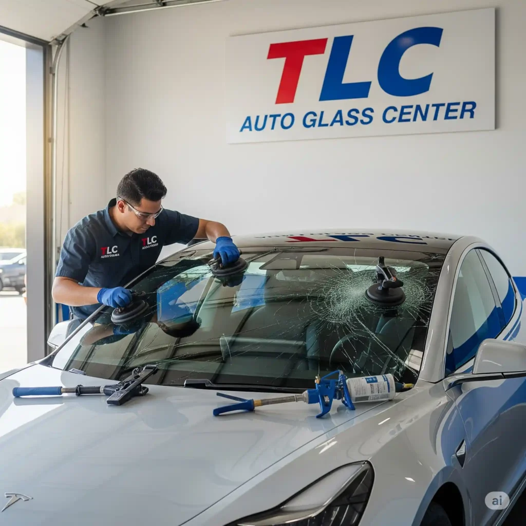 Tesla Windshield Replacement in Texas with tlc auto glass expert