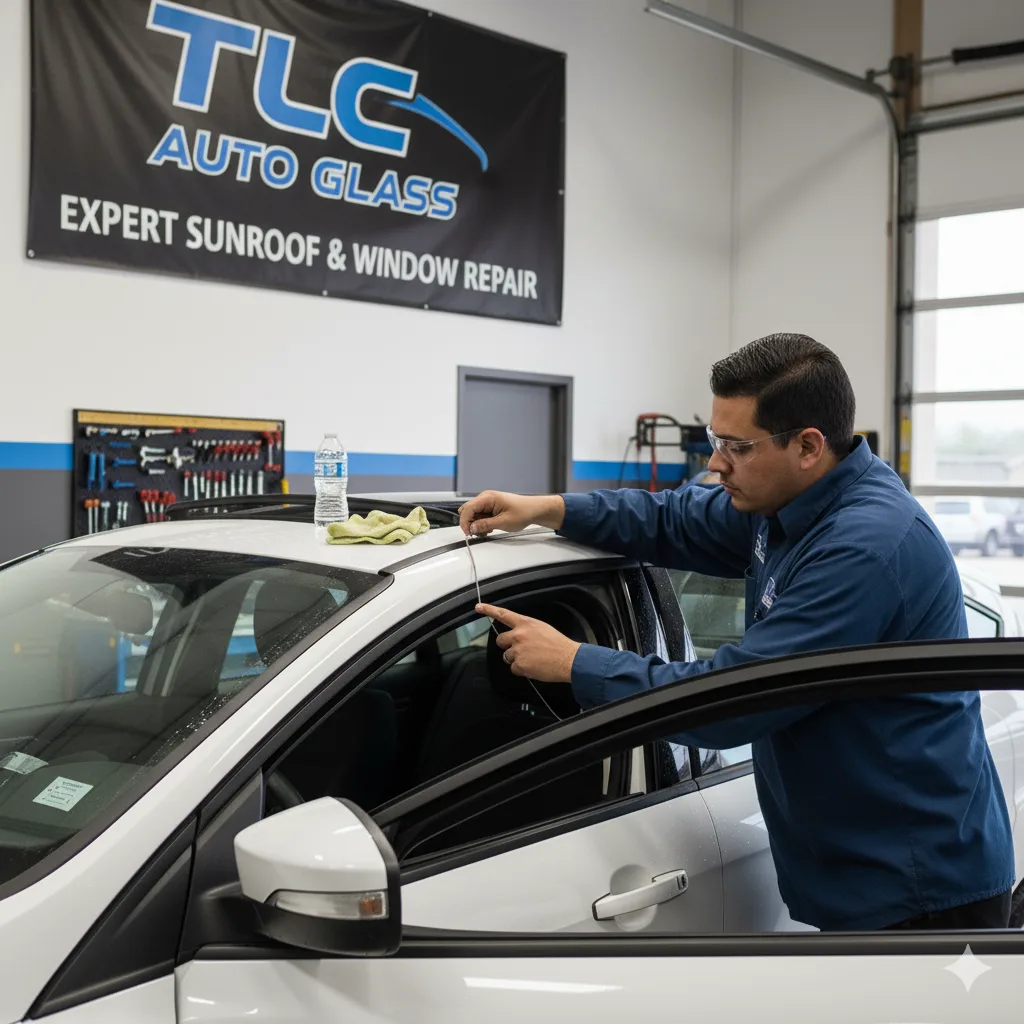 tlc workman fix 2014 Ford Focus Sunroof Leak in tlc auto glass center in katy, tx