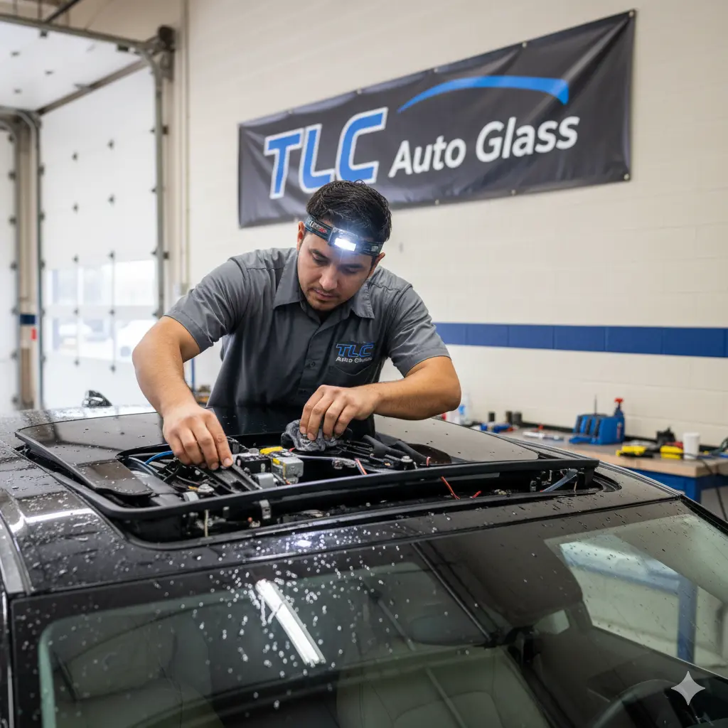 Cadillac Sunroof Repair with tlc auto glass in katy, tx
