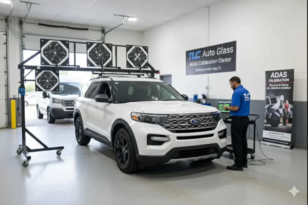 ADAS calibration and auto glass replacement with TLC Auto Glass in Katy, TX, and surrounding areas.